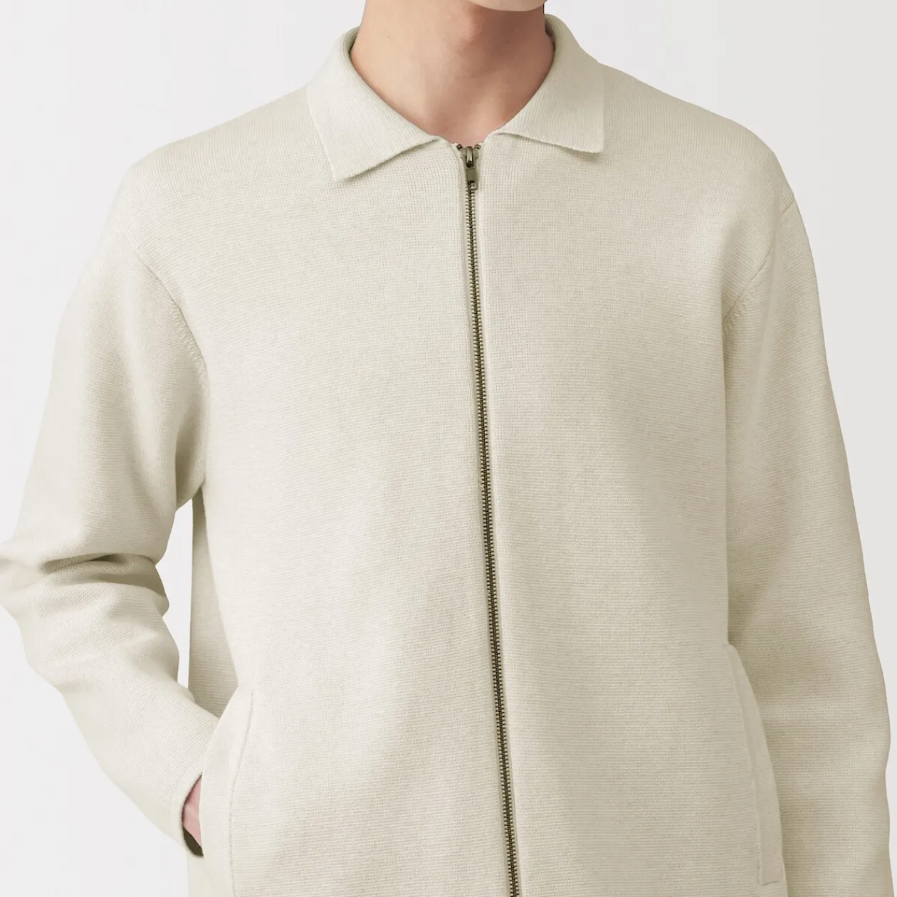 Vestes Et Manteaux^Muji Cardigan zippé à col en maille côtelée Milano de coton pour homme