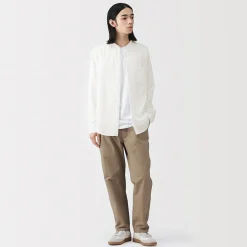 Chemises^Muji Chemise à col mao en double gaze de kapok mélangé pour homme