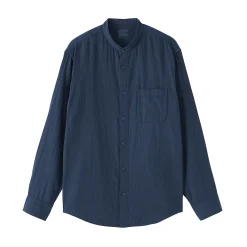 Chemises^Muji Chemise à col mao en double gaze de kapok mélangé pour homme