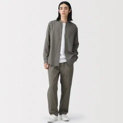 Chemises^Muji Chemise à col mao en double gaze de kapok mélangé pour homme