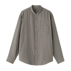 Chemises^Muji Chemise à col mao en double gaze de kapok mélangé pour homme