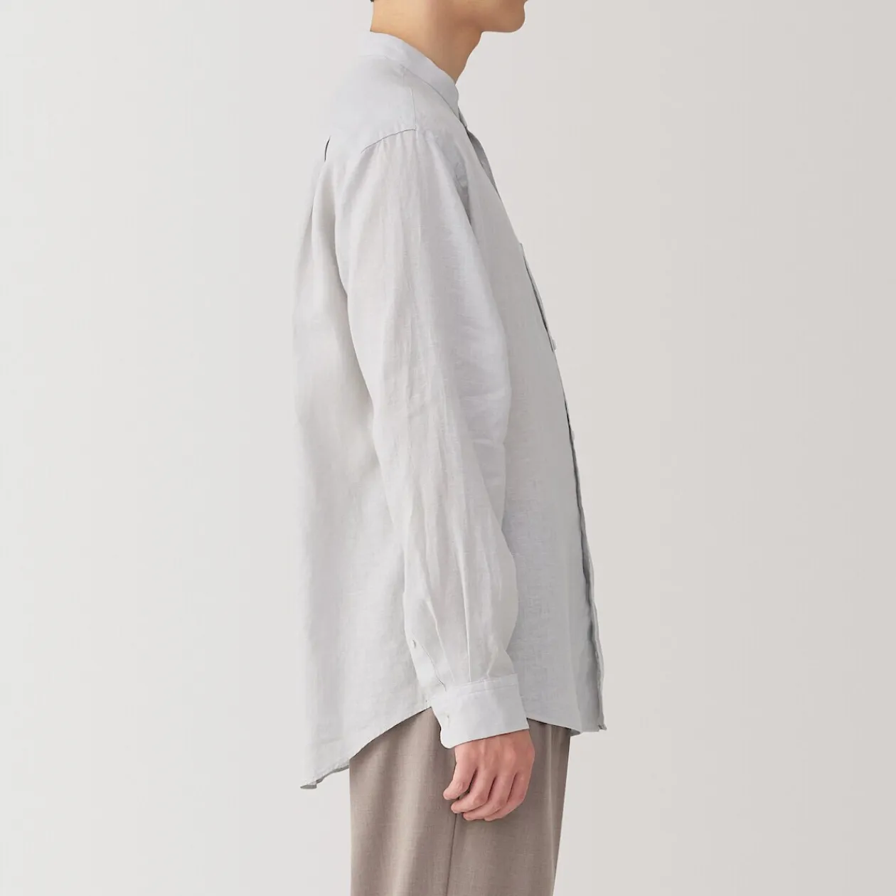 Chemises^Muji Chemise à col mao en lin lavé pour homme