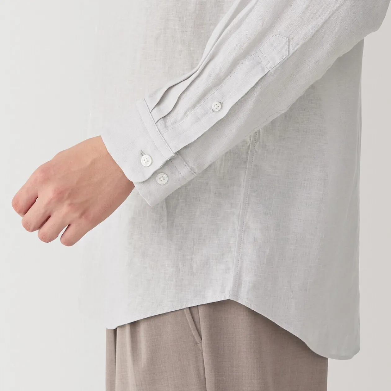 Chemises^Muji Chemise à col mao en lin lavé pour homme