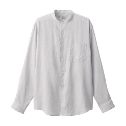 Chemises^Muji Chemise à col mao en lin lavé pour homme