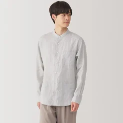 Chemises^Muji Chemise à col mao en lin lavé pour homme