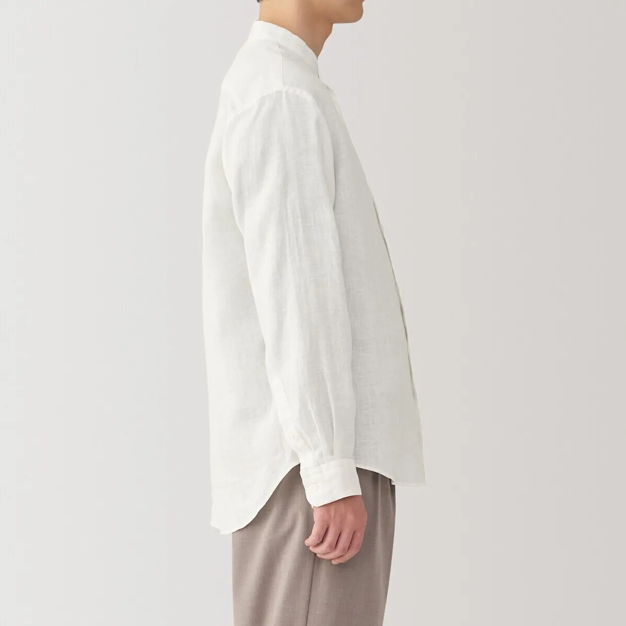 Chemises^Muji Chemise à col mao en lin lavé pour homme