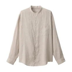 Chemises^Muji Chemise à col mao en lin lavé pour homme