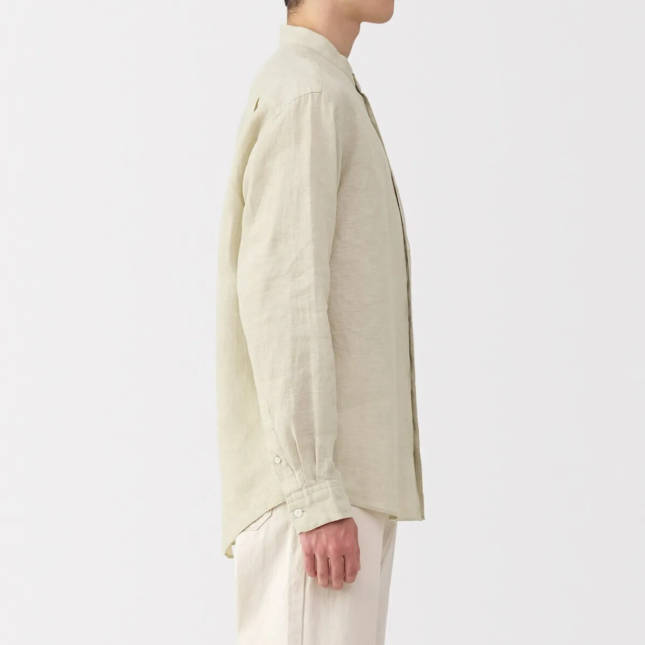 Chemises^Muji Chemise à col mao en lin lavé pour homme