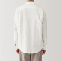 Chemises^Muji Chemise à col mao en lin lavé pour homme