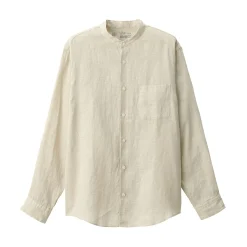 Chemises^Muji Chemise à col mao en lin lavé pour homme