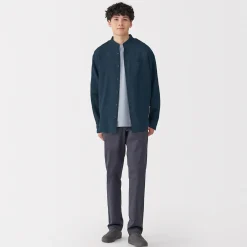 Chemises^Muji Chemise à col mao en lin lavé pour homme