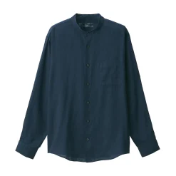 Chemises^Muji Chemise à col mao en lin lavé pour homme