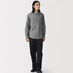 Chemises^Muji Chemise à col mao en lin lavé pour homme