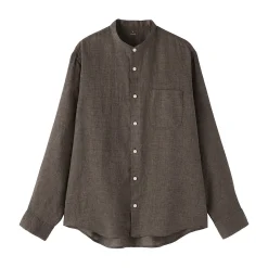 Chemises^Muji Chemise à col mao en lin lavé pour homme