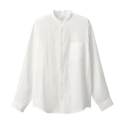 Chemises^Muji Chemise à col mao en lin lavé pour homme