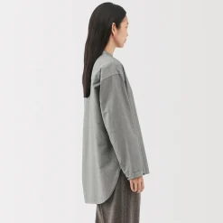 Chemises^Muji Chemise à col montant en coton brossé pour femme