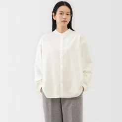 Chemises^Muji Chemise à col montant en coton brossé pour femme