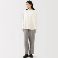 Chemises^Muji Chemise à col montant en coton brossé pour femme