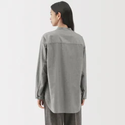 Chemises^Muji Chemise à col montant en coton brossé pour femme