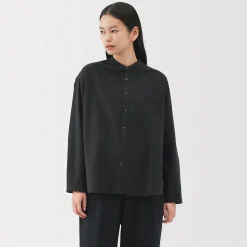 Chemises^Muji Chemise à col montant en coton brossé pour femme