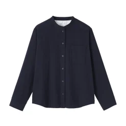 Chemises^Muji Chemise à col montant en flanelle brossée double femme
