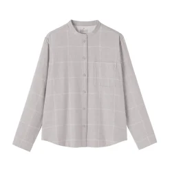 Chemises^Muji Chemise à col montant en flanelle brossée double femme
