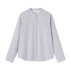 Chemises^Muji Chemise à col montant en flanelle brossée double femme