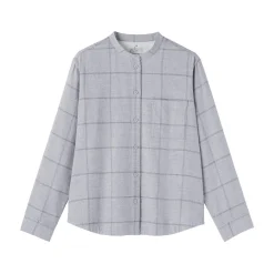 Chemises^Muji Chemise à col montant en flanelle brossée double femme