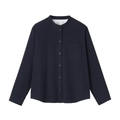 Chemises^Muji Chemise à col montant en flanelle brossée double femme