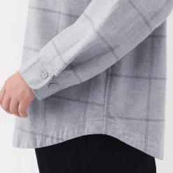 Chemises^Muji Chemise à col montant en flanelle brossée double femme