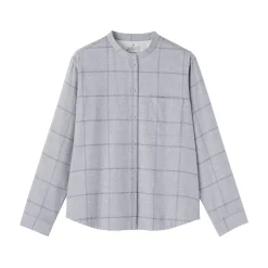 Chemises^Muji Chemise à col montant en flanelle brossée double femme