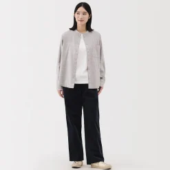 Chemises^Muji Chemise à col montant en flanelle brossée double femme