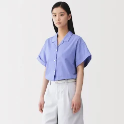 Chemises^Muji Chemise à manches courtes en popeline de coton biologique pour femme