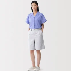 Chemises^Muji Chemise à manches courtes en popeline de coton biologique pour femme