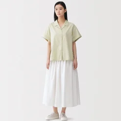 Chemises^Muji Chemise à manches courtes en popeline de coton biologique pour femme