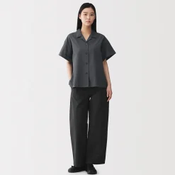 Chemises^Muji Chemise à manches courtes en popeline de coton biologique pour femme