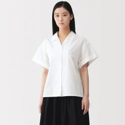 Chemises^Muji Chemise à manches courtes en popeline de coton biologique pour femme
