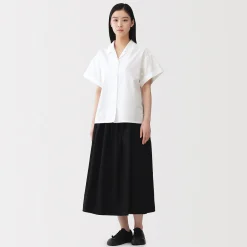 Chemises^Muji Chemise à manches courtes en popeline de coton biologique pour femme