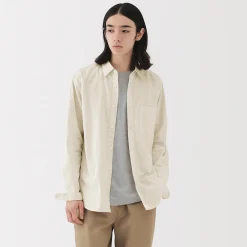 Chemises^Muji Chemise à manches longues en coton lavé homme