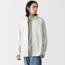 Chemises^Muji Chemise à manches longues en coton lavé homme