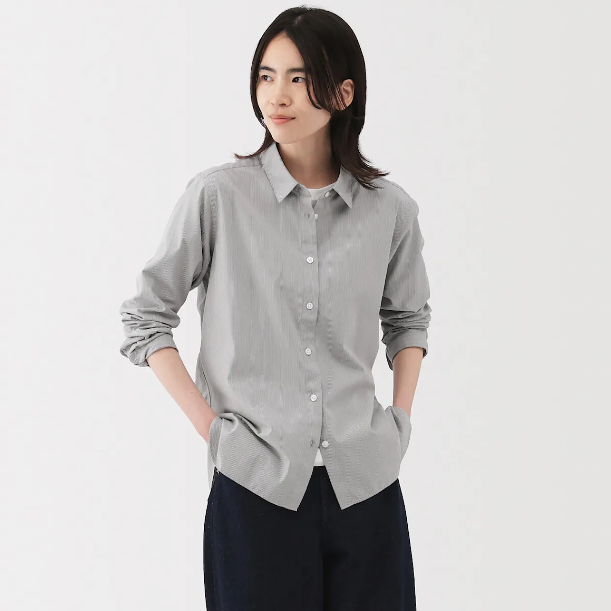 Chemises^Muji Chemise en coton délavé à mailles larges pour femme