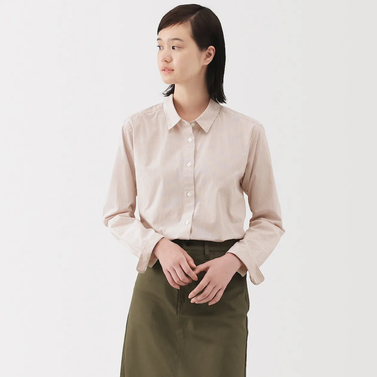 Chemises^Muji Chemise en coton délavé à mailles larges pour femme