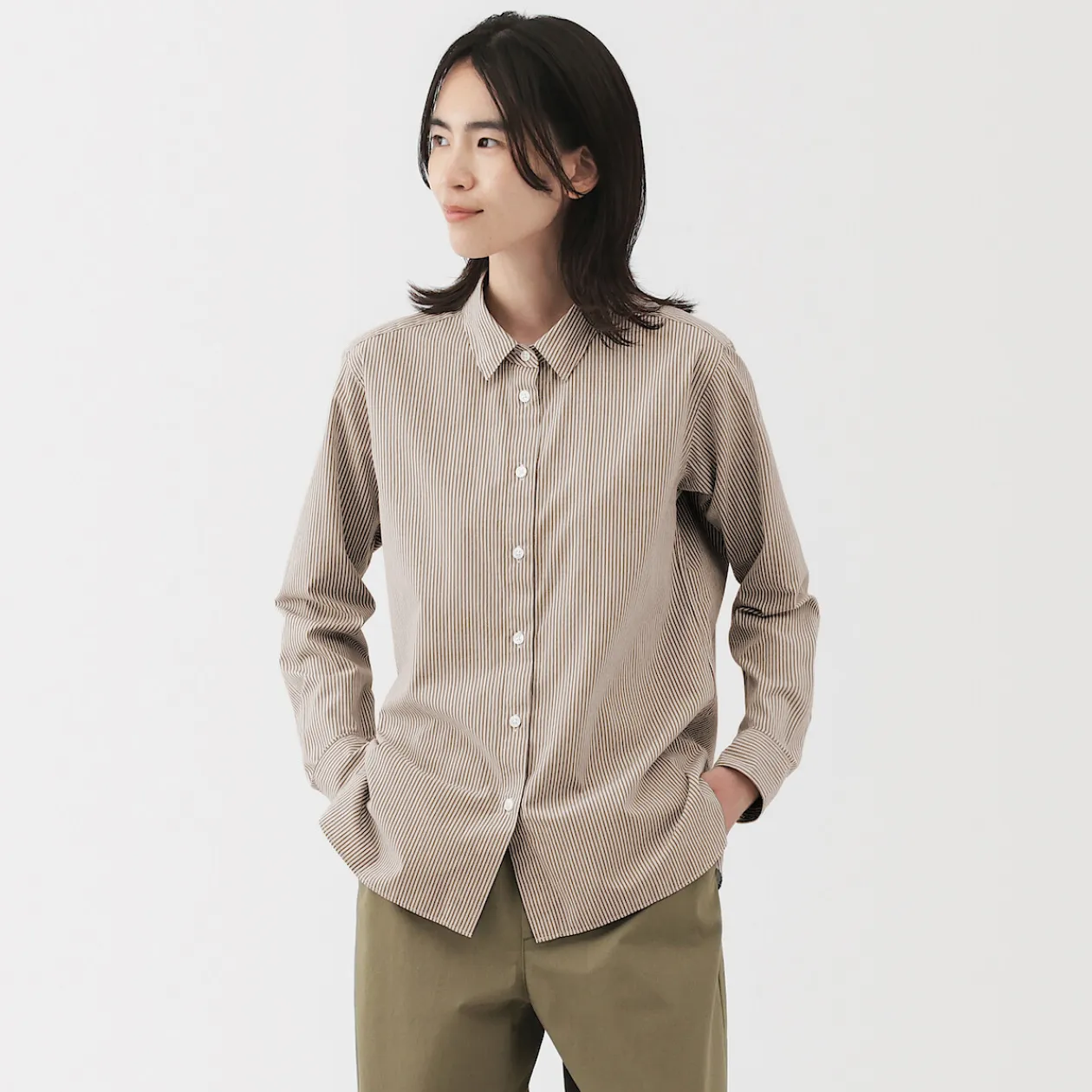 Chemises^Muji Chemise en coton délavé à mailles larges pour femme