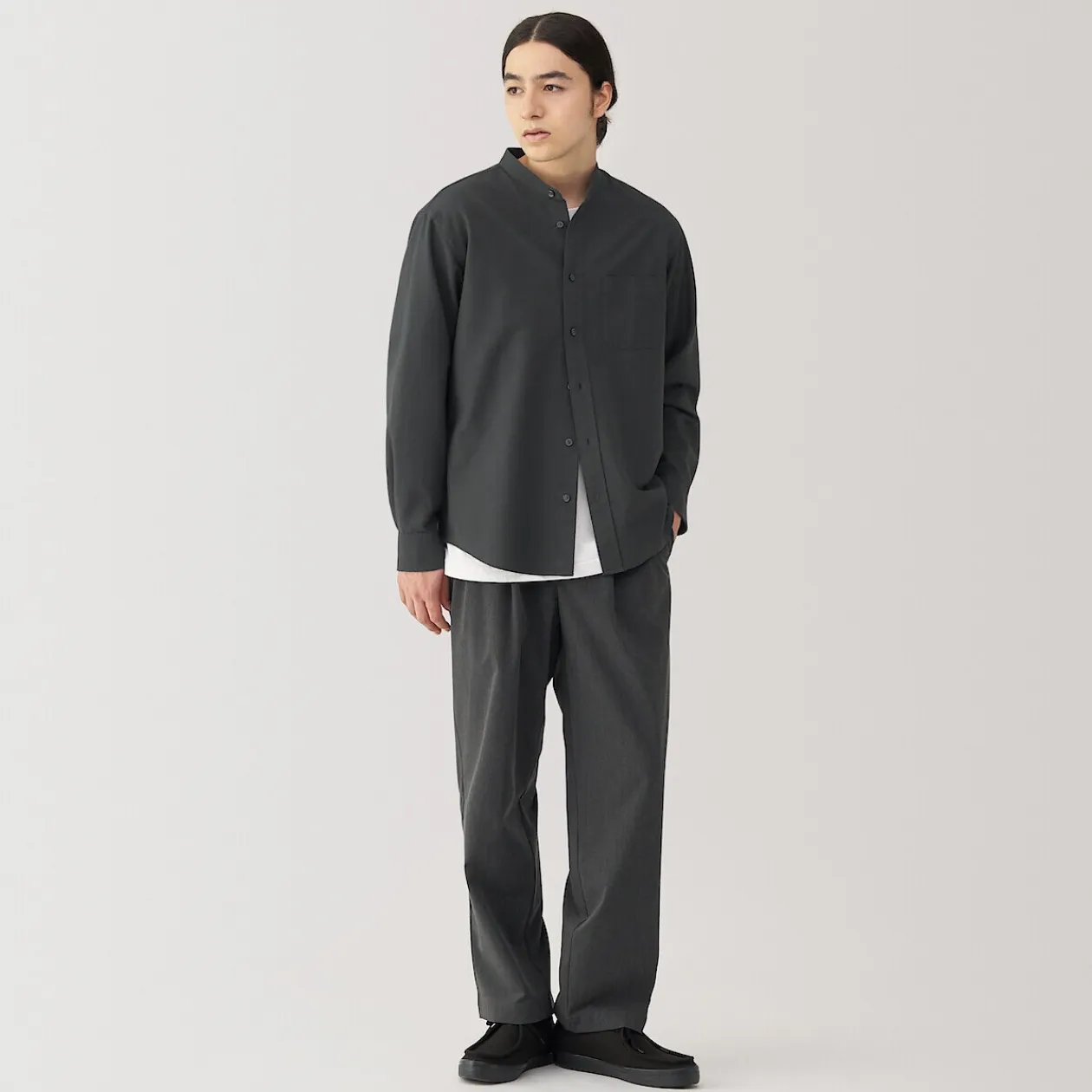 Chemises^Muji Chemise en coton Oxford lavé col officier homme