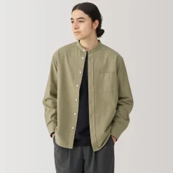 Chemises^Muji Chemise en coton Oxford lavé col officier homme