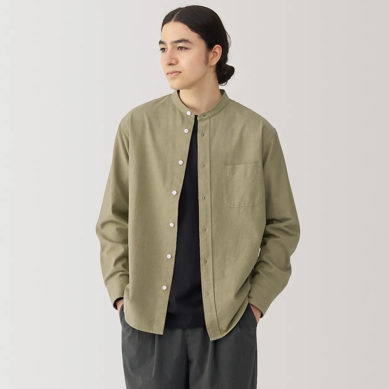 Chemises^Muji Chemise en coton Oxford lavé col officier homme