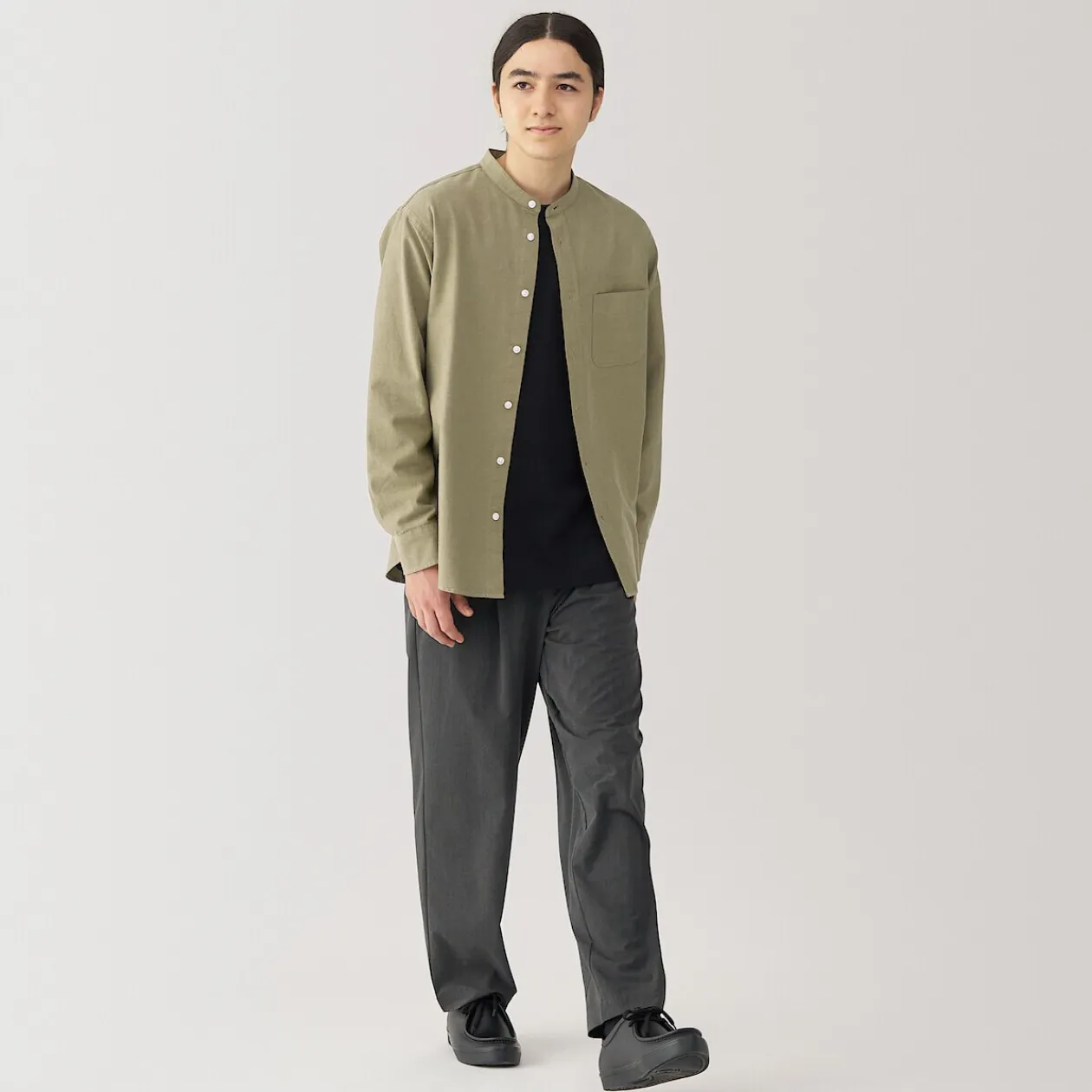 Chemises^Muji Chemise en coton Oxford lavé col officier homme