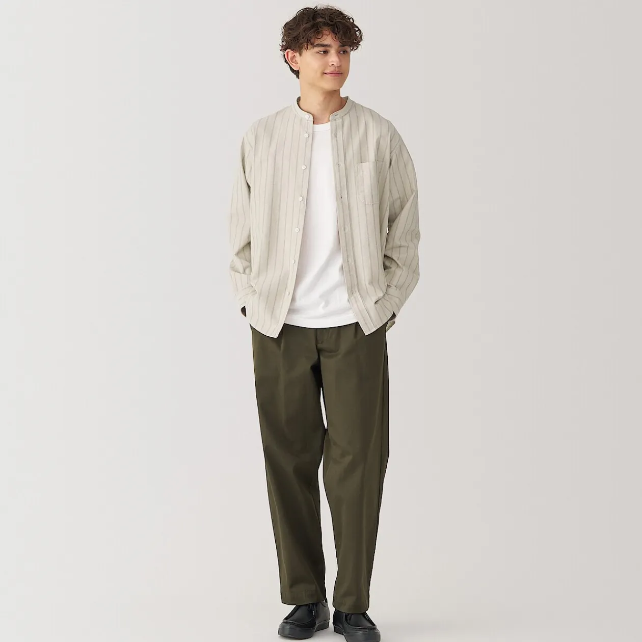 Chemises^Muji Chemise en coton Oxford lavé col officier homme