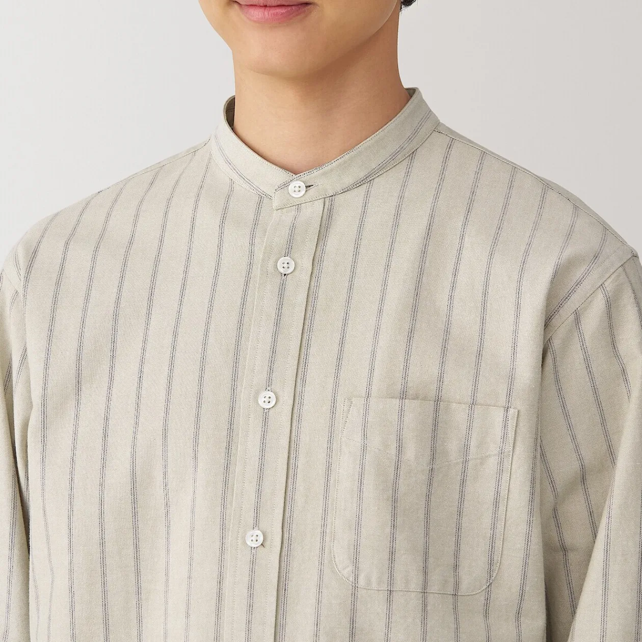 Chemises^Muji Chemise en coton Oxford lavé col officier homme