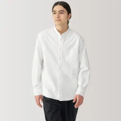 Chemises^Muji Chemise en coton Oxford lavé col officier homme